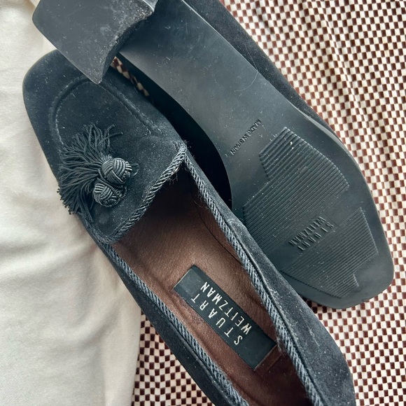 Stuart Weitzman Black Suede Heels with Tassels - Picture 3 of 4